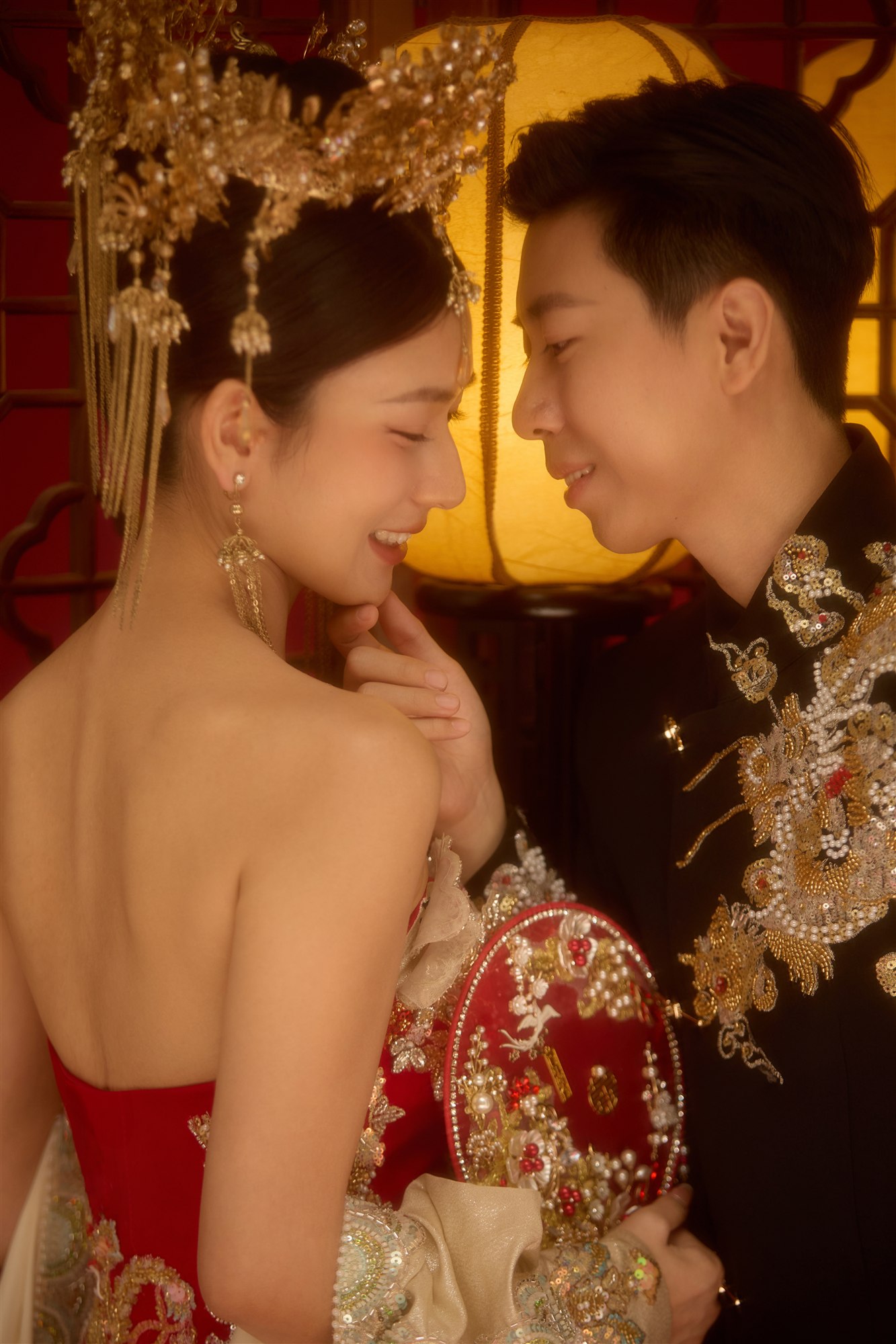 Zaw and Shwan sharing a tender traditional portrait